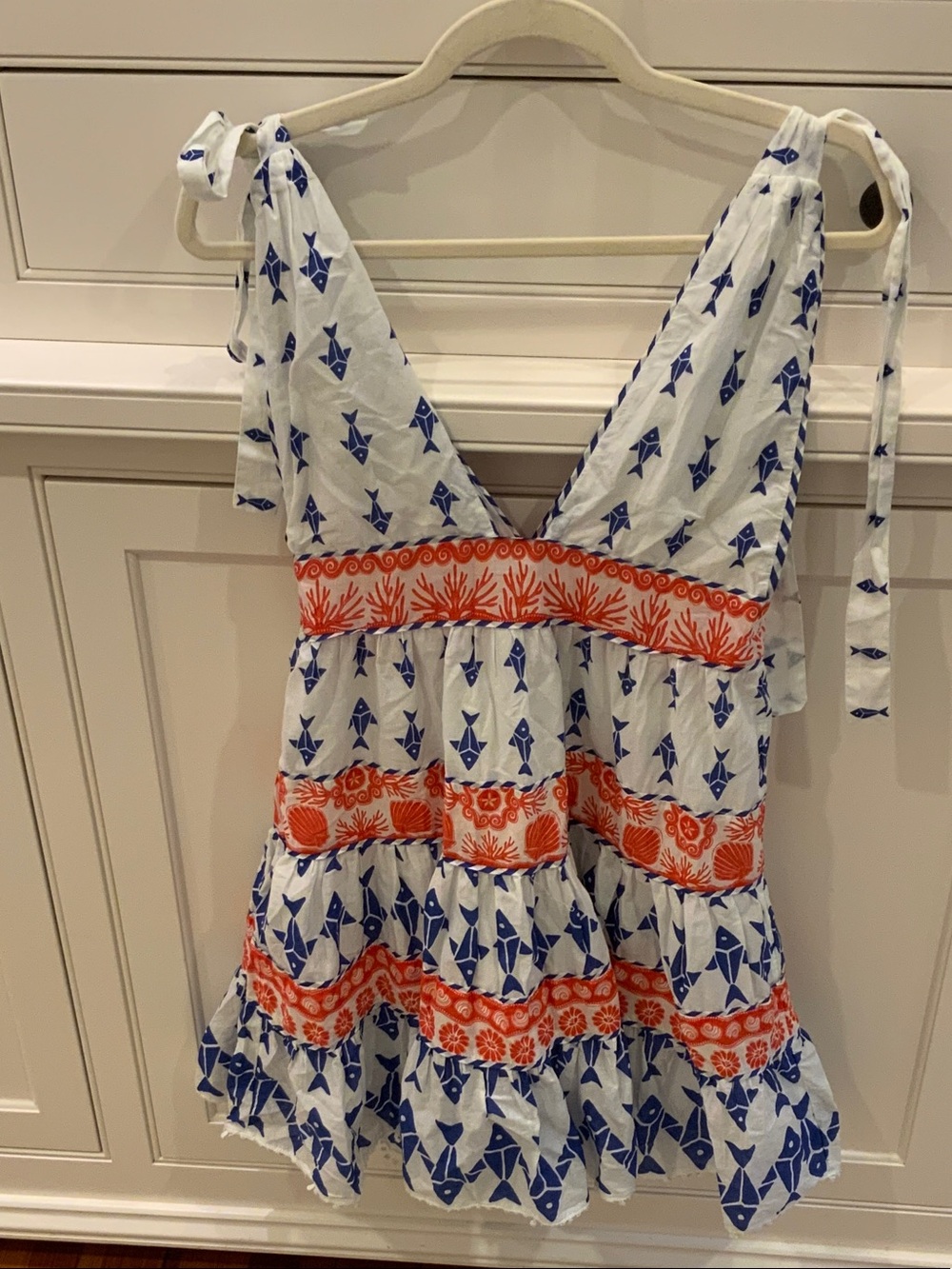 FARM Rio White Dress with Blue Geometric & Orange Floral Bands - Picture 3 of 3